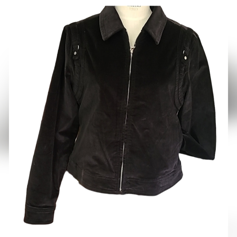 Sorbet Jacket Thin Corduroy New Black Size Large Dark Feminine Dark Academia